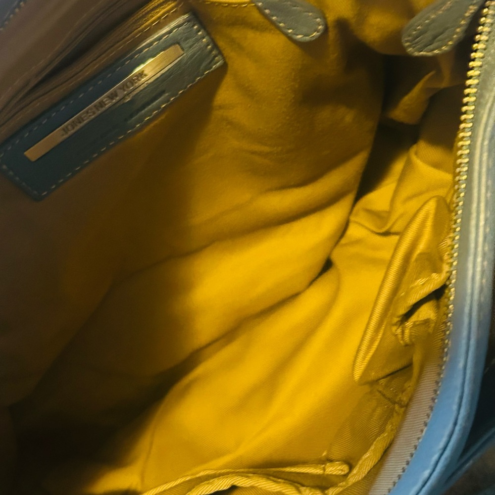 Blue Leather Tote Bag ( Jones New York ) - Picture 3 of 4